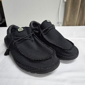 Hey Dude Wally Sport Mesh Mens Size 11 Black Lightweight Slip On Casual Loafers